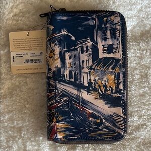 Patricia Nash Harbor Nights Zip Wallet in Navy, Cream & Rust Accents NWT